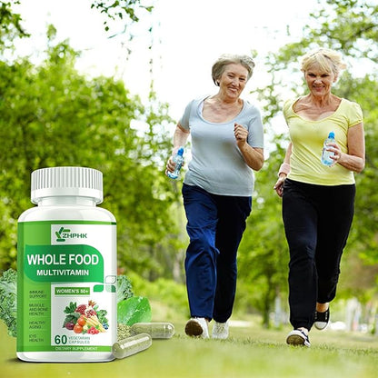 Multivitamin for Women 50 and Over, Whole Food Multivitamins Minerals Organic Extracts Women's 50+ Multivitamin for Energy Support, Nourish Hair, Skin, Nails Health, 60 Capsules