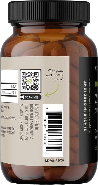 Mt. Angel Vitamins - Zinc Citrate 50mg - Zinc 50 mg Citrate Chelate - Natural Zinc Supplements Made in USA - 60 Vegetarian Tablets