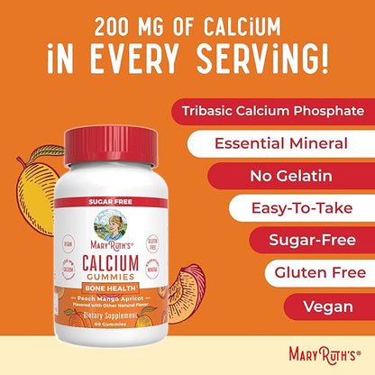 MaryRuth Organics Calcium Supplement | Sugar Free | Calcium Gummies for Women and Men Ages 14+ | Strong Bones and Teeth | Essential Mineral | Vegan | Gluten Free | 60 Count