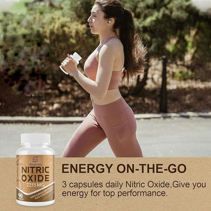 Nitric Oxide Supplement 2255 MG, Nitric Oxide Booster & 6-in-1 Phytonutrient Blend for Heart, Circulation, Immune - 90 Capsules (1 Bottle)