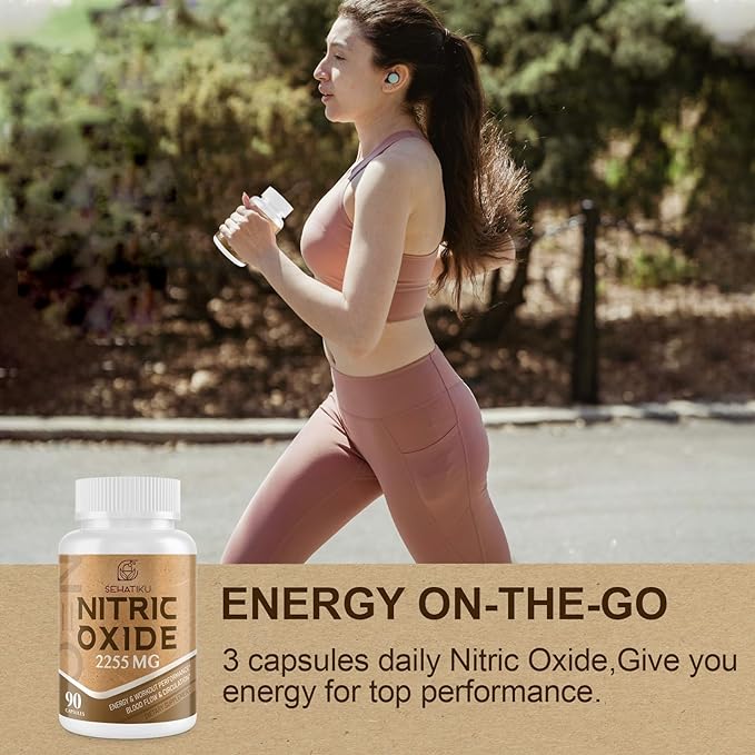 Nitric Oxide Supplement 2255 MG, Nitric Oxide Booster & 6-in-1 Phytonutrient Blend for Heart, Circulation, Immune - 90 Capsules (1 Bottle)