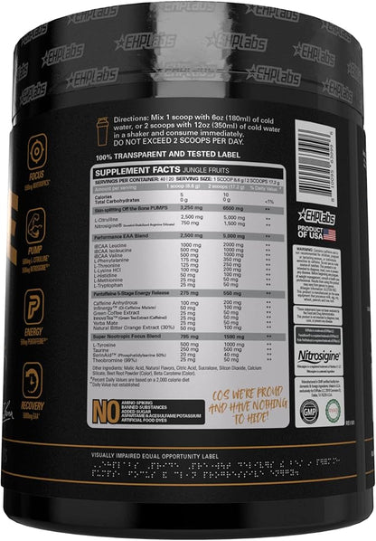 EHP Labs Pride Pre Workout Powder Energy Supplement - Sugar Free Preworkout for Men & Women, Energy Powder Boost Drink with BCAA - 280mg of Caffeine - Jungle Fruits (40 Servings)