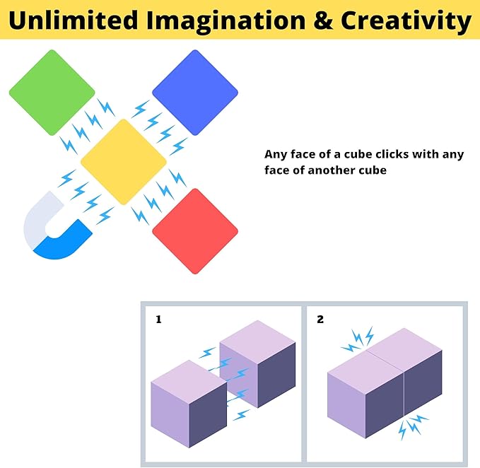 Magnetic Blocks, Magnetic Cubes Educational Toys, Original Award Winning Magnetic Building Blocks for Kids, 100 Pieces Rainbow Color Autism Toys Magic Cube Sensory Toys for Kids