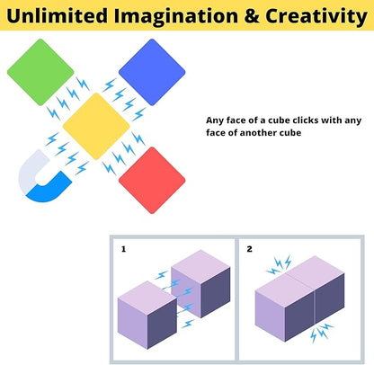 Magnetic Blocks, Magnetic Cubes Educational Toys, Original Award Winning Magnetic Building Blocks for Kids, 100 Pieces Rainbow Color Autism Toys Magic Cube Sensory Toys for Kids