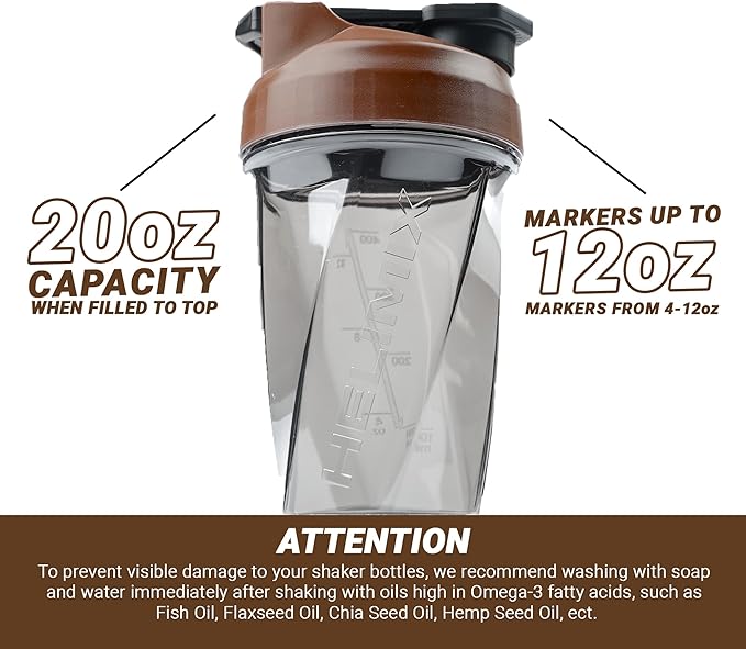 HELIMIX 1.5 Vortex Blender Shaker Bottle Holds Upto 20oz | No Blending Ball or Whisk | USA Made | Portable Pre Workout Whey Protein Drink Shaker Cup | Mixes Cocktails Smoothies Shakes | Top Rack Safe
