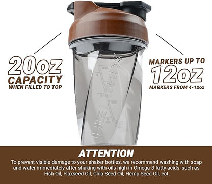 HELIMIX 1.5 Vortex Blender Shaker Bottle Holds Upto 20oz | No Blending Ball or Whisk | USA Made | Portable Pre Workout Whey Protein Drink Shaker Cup | Mixes Cocktails Smoothies Shakes | Top Rack Safe