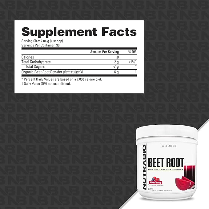 NutraBio Organic Beet Root Powder Superfood with Nitrates and Antioxidants - Super Beets- Supports Performance, Circulation, Blood Flow, and Overall Health - Non-GMO, Vegetarian, 30 Servings
