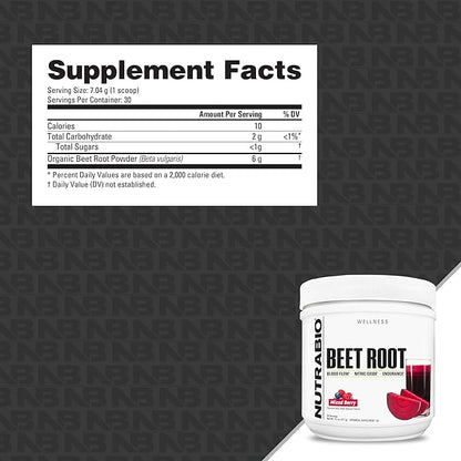 NutraBio Organic Beet Root Powder Superfood with Nitrates and Antioxidants - Super Beets- Supports Performance, Circulation, Blood Flow, and Overall Health - Non-GMO, Vegetarian, 30 Servings
