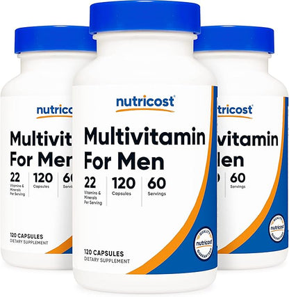 Nutricost Multivitamin for Men 120 Capsules (3 Bottles) - Vitamins and Minerals for The Healthy Man