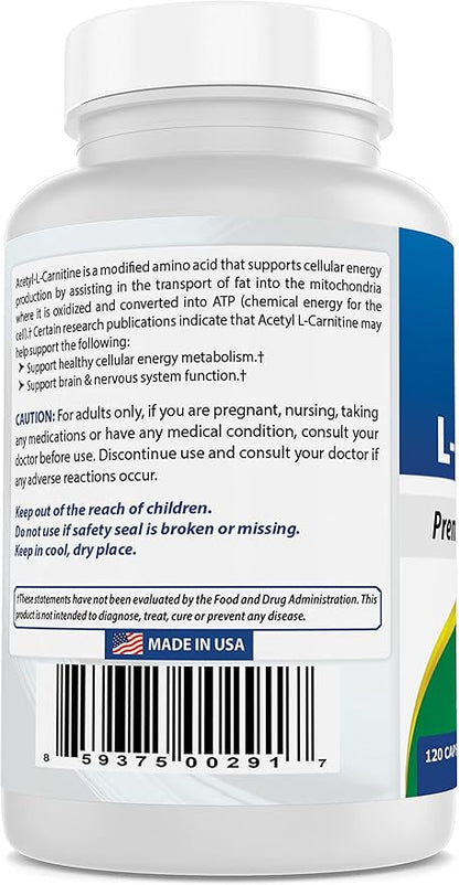 Best Naturals Acetyl L-Carnitine 500 Mg 120 Capsules (120 Count (Pack of 1))