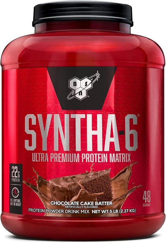 BSN SYNTHA-6 Whey Protein Powder with Micellar Casein, Milk Protein Isolate, Chocolate Cake Batter, 48 Servings (Package May Vary)