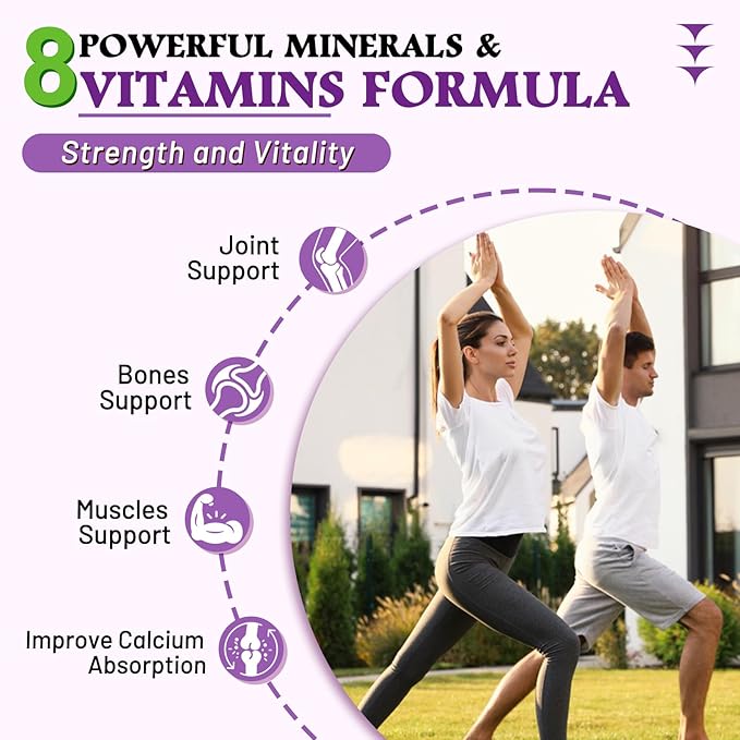 High Absorption Calcium Magnesium Zinc Gummies, Calcium Magnesium Supplement with Potassium Vitamin D3 for Bone & Teeth Strength, Muscle Function - Blueberry Flavor 60 Cts