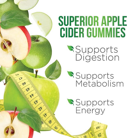 Vegan Apple Cider Vinegar Gummies | Max Strength 1000mg | ACV Supplement Gummy Vitamins for Adults, Supports Digestion, Metabolism, Natural Apple Flavor with Mother, Gluten Free, Non-GMO - 120 Gummies