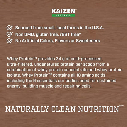 Whey Protein. Grass-fed Whey, Lactose Free, Gluten Free, Non-GMO, No Artificial Ingredients, 5.7g BCAA, 2.7g Leucine, EAA 11.9, Locally Sourced/Minimal Ingredients, 22 Servings, 1.5lb