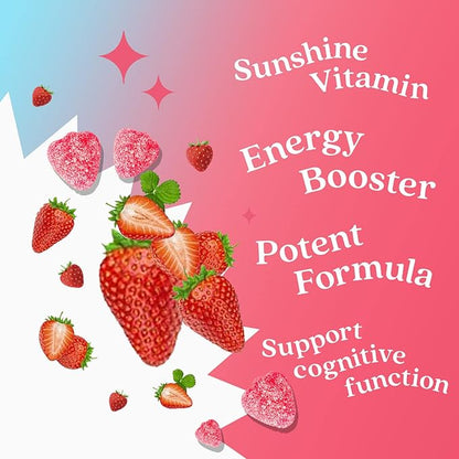 BeLive Vitamin D3 Gummies with B12 Vitamins - Immune Support Gummies with Vegan Vitamin B12 & D3, Provides Enhanced Bone & Muscle Strength, Hearth Health and Energy - Strawberry Flavor | 2-Pack