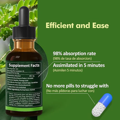 Herbal Drops Extract with Stone Breaker, Kidney Stone Dissolve & Gallstone Dissolver, Detox Support. 6oz-Apple