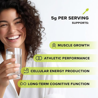 Complement Creatine Monohydrate Micronized Powder for Women and Men (5g, 60 Servings) Pre Workout, Post Workout, Muscle Recovery, Brain Health, Longevity- Vegan, Unflavored