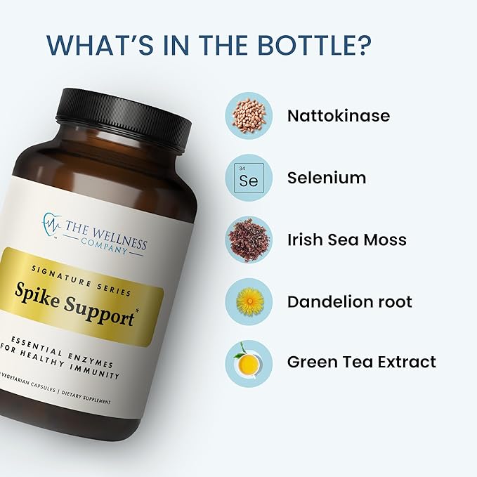 The Wellness Company Spike Support | 60 ct (1 Month Supply) | with Nattokinase, A Proteolytic Enzyme for Fibrinolytic (Anti-Clotting) | Non-GMO, Vegan, Gluten Free | for Year-Round Immune Support
