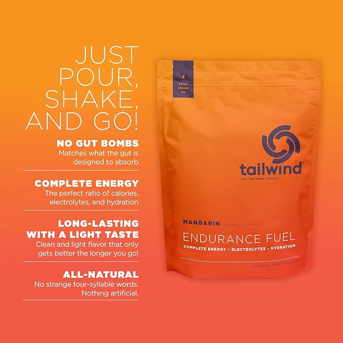 Tailwind Nutrition Endurance Fuel, Electrolyte & Hydration Sports Drink Mix Powder, Gluten-Free, Vegan, Mandarin Orange, 30 Servings