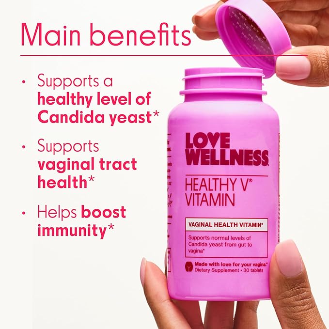Love Wellness Healthy V Vitamin | Women's Vaginal Health Supplement | pH Balance, Gut Health & Immune Support Supplement | Balance of Candida Yeast with Turmeric, Garlic & Coconut Oil | 30 Count