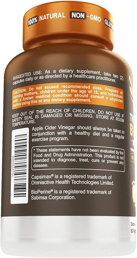 Herbtonics Thermogenic Supplement | Metabolic Health & GLP-1 Support for Men & Women | Clean Energy & Mental Focus | ACV, Green Tea Extract & Caffeine | 60 Veg Capsules