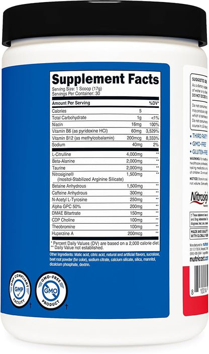 Nutricost Pre-X Xtreme Pre-Workout Complex Powder, Fruit Punch, 30 Servings, Vegetarian, Non-GMO and Gluten Free