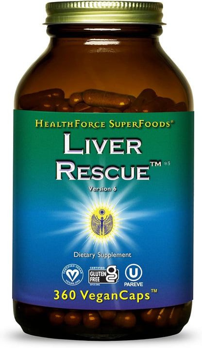 HealthForce SuperFoods Liver Rescue - Natural Liver Cleanse - Liver Health Formula with Milk Thistle & Dandelion Root - Gluten-Free & Vegan - 360 Capsules
