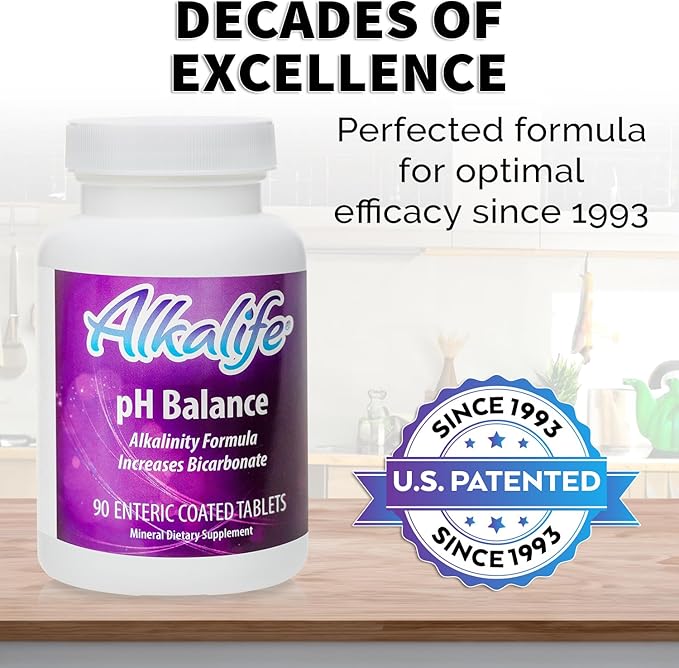 Alkalife pH Balance Tablets | The First Patented Tablets That Neutralize Acid & Balance pH for Immune Support, Peak Performance, Detox, Overall Wellness – 90 Tablets