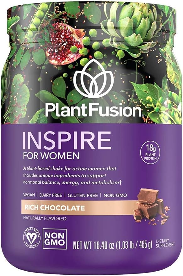 PlantFusion Inspire Plant Protein Powder for Women - Low Carb Protein Powder for Lean Muscle Support - Keto, Gluten Free, Soy Free, Non-Dairy, No Sugar, Non-GMO - Rich Chocolate 1 lb