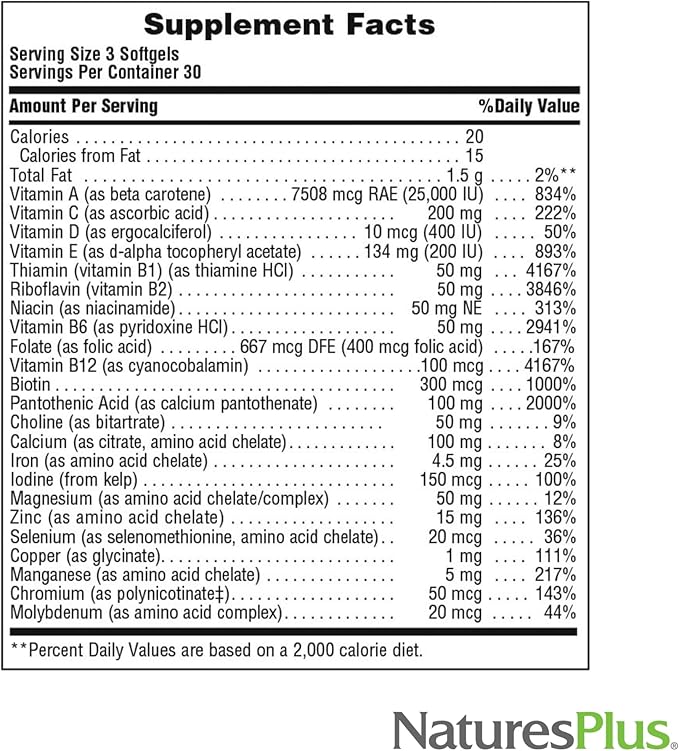 Natures Plus Regeneration Multivitamin - 90 Softgels - with Potent Botanical Extracts, Minerals & Antioxidants - Natural Energy Production & Overall Well-Being - Gluten-Free - 30 Servings