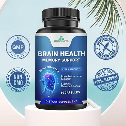 Brain Health Complex | Includes L-Theanine + Vitamin B6 + Phosphatidylserine, Natural Supplement for Focus, Clarity, and Cognitive Function, 90 Softgels - 45 Day Supply