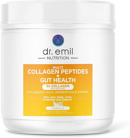 DR. EMIL NUTRITION Collagen Peptides Powder Plus Gut Health Supplement - Collagen Powder for Women with Colostrum & Probiotics for Gut Support & Immunity - Collagen Supplements for Hair, Skin & Nails