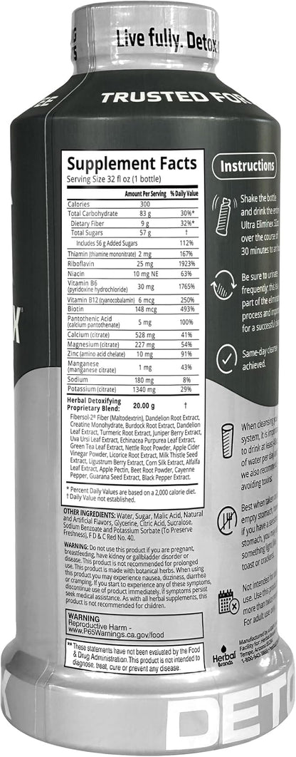 Herbal Clean - Ultra Eliminex, Premium 1 Step Ultimate Cleanse, Same-Day Detox, (Straw-Mango, 32 fl oz)