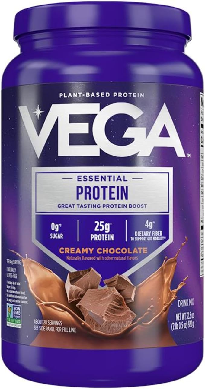 Vega Original Protein Powder, Creamy Chocolate Plant Based Protein Drink Mix for Water, Milk and Smoothies, 32.5 oz (Packaging May Vary)