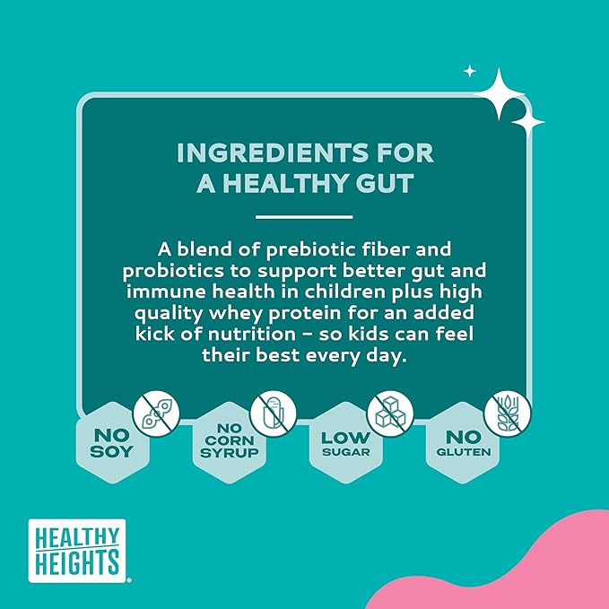 Healthy Heights Happy Tummies Prebiotic and Probiotic Fiber Supplement for Kids Ages 2+