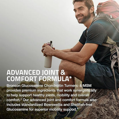 Bronson Glucosamine Chondroitin Turmeric & MSM Advanced Joint & Cartilage Formula, Supports Healthy Joints, Mobility & Cartilage - Non-GMO, 60 Capsules