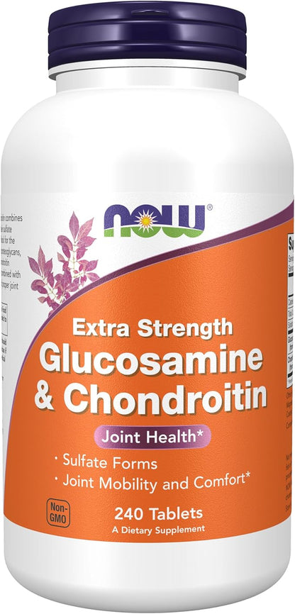 NOW Foods Supplements, Glucosamine & Chondroitin Extra Strength, Sulfate Forms, 240 Tablets