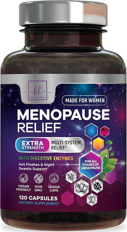 Hello Lovely! Menopause Supplements - 8 Billion CFU Menopause Probiotics for Women, Hot Flash & Night Sweats Support, Menopause Relief Probiotic for Vaginal, Digestive & Immune Support - 120 Capsules