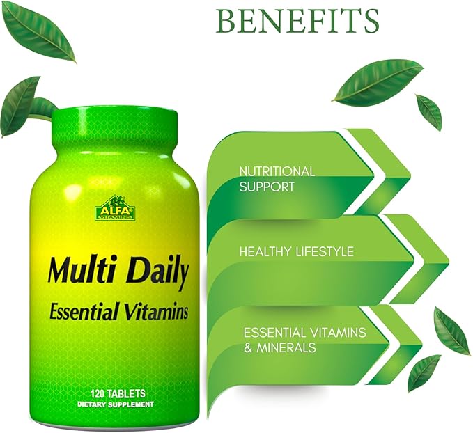 ALFA VITAMINS Multi Daily Vitamins Essential Vitamins to Support The Immune System and Promote a Healthy Lifestyle - 120 Tablets
