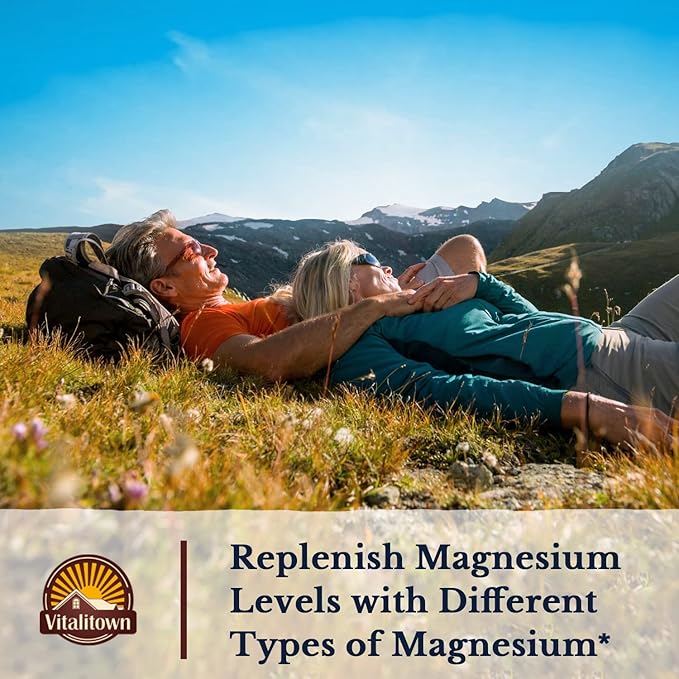 Vitalitown Magnesium Complex, 240 Capsules, Magnesium Glycinate, Malate, Taurate & Citrate, Chelated Forms, High Absorption, Bone, Heart, Muscle, Sleep & Digestion