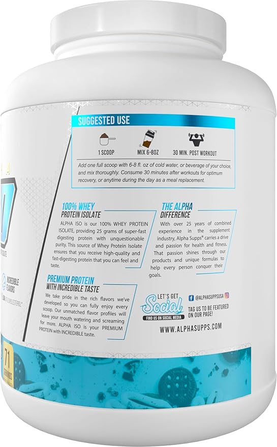ISO, Low Carb 100% Whey Protein Isolate Powder, 25 Grams Per Serving, Helps Support Muscle Growth, Low Sugar and Gluten Free (Cookies & Cream, 5 lb)