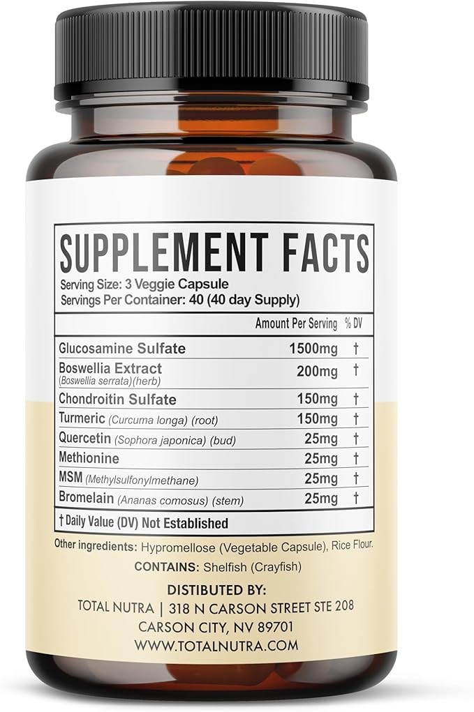 Glucosamine Chondroitin MSM Turmeric 2100mg – Joint Complete Capsules, Advanced Joint Support Supplement for Adults Hands Back Knee Mobility – Bone & Joint Health Supplements for Men & Women (2 Pack)