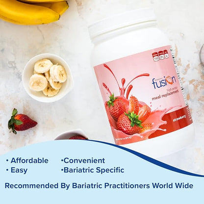Bariatric Fusion Strawberry Meal Replacement 27g Protein Powder, 21 Serving Tub for Bariatric Surgery Patients Including Gastric Bypass and Sleeve Gastrectomy - No Gluten, Aspartame or Sugar