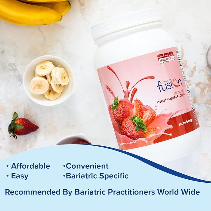 Bariatric Fusion Strawberry Meal Replacement 27g Protein Powder, 21 Serving Tub for Bariatric Surgery Patients Including Gastric Bypass and Sleeve Gastrectomy - No Gluten, Aspartame or Sugar
