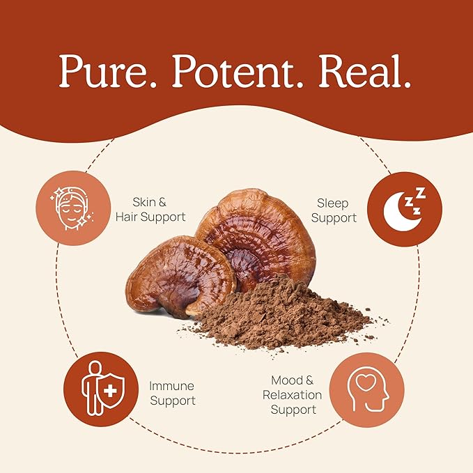 Real Mushrooms Reishi Capsules - Organic Mushroom Extract Supplement with Potent Red Reishi Mushroom - Vegan Mushroom Supplement, Non-GMO, 90 Caps