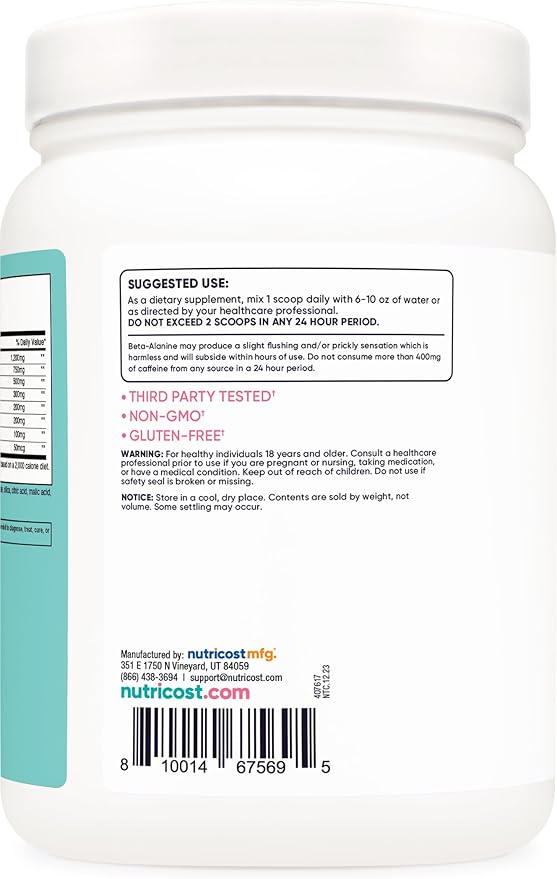 Nutricost Pre-Workout Powder for Women, Fruit Punch, 60 Servings