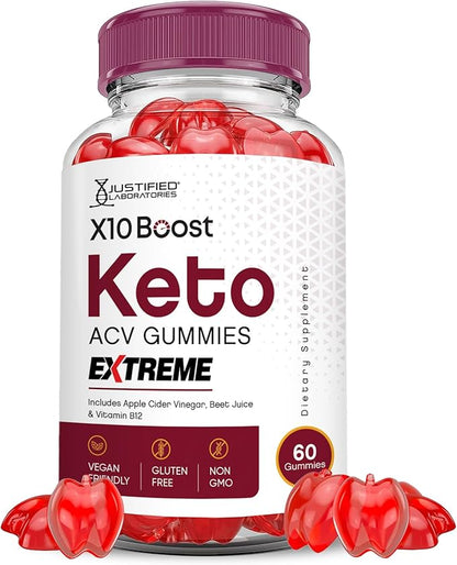 X10 Boost Keto ACV Gummies Extreme 2000MG X 10 Boost Keto Gummies Apple Cider Vinegar Formulated with Pomegranate Beet Juice Powder B12 Vegan Non GMO 60 Gummys
