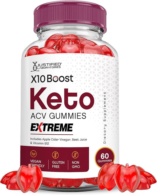 X10 Boost Keto ACV Gummies Extreme 2000MG X 10 Boost Keto Gummies Apple Cider Vinegar Formulated with Pomegranate Beet Juice Powder B12 Vegan Non GMO 60 Gummys