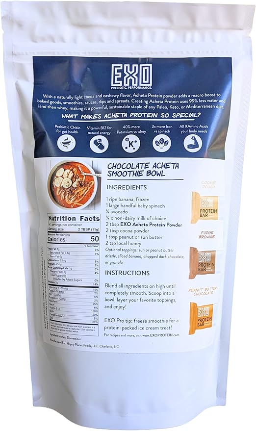 EXO Pure Cricket Protein Powder, 1 Pound, Low Carb, Dairy Free, Gluten Free