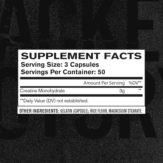 Jacked Factory Creatine Monohydrate Capsules - Creatine Supplement for Muscle Growth, Increased Strength, Enhanced Energy Output and Improved Athletic Performance - 150 Capsules